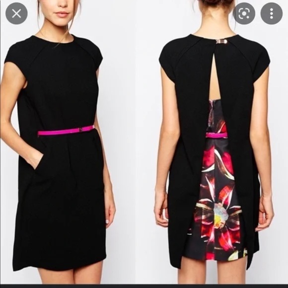 Ted Baker Rozean Pleated Petal Cape Back Dress- Size 4 - Picture 6 of 6